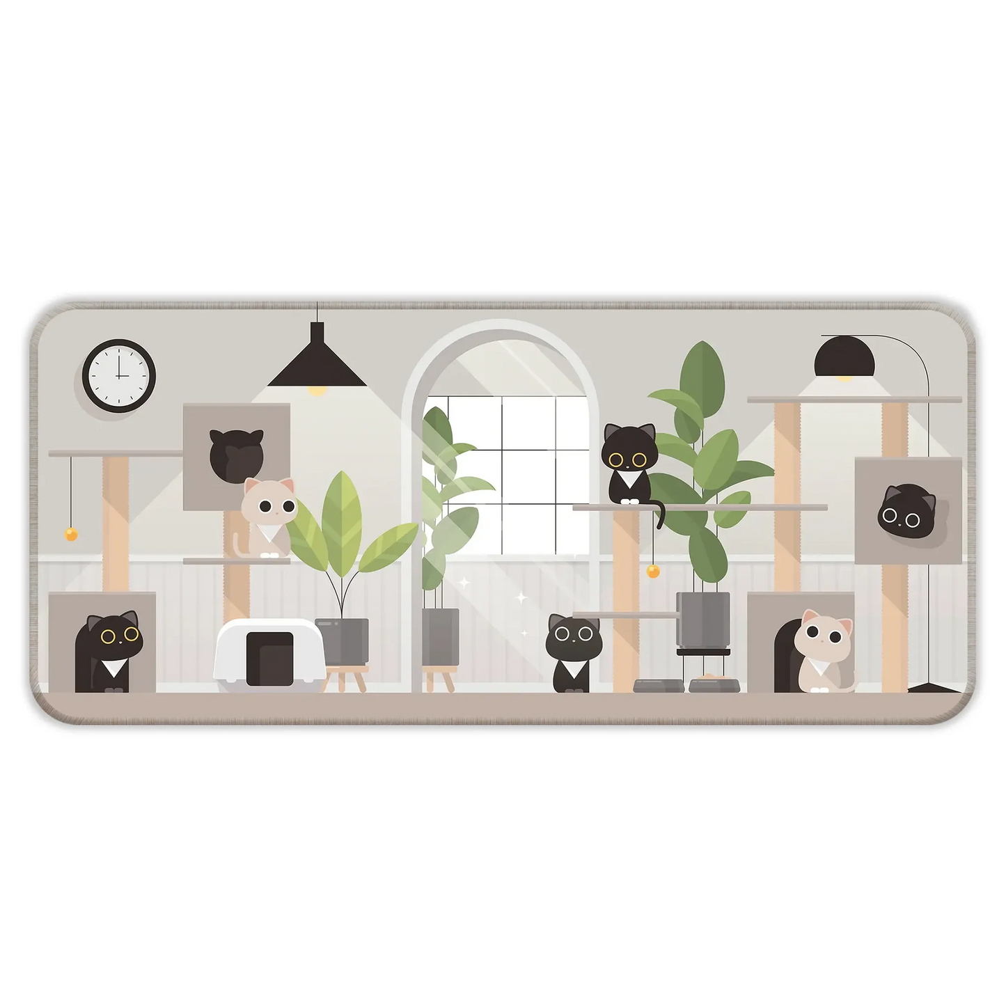 Playing Black Kittens - Grey - XXL Mousepad