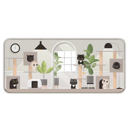Playing Black Kittens - Grey - XXL Mousepad