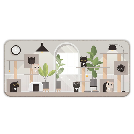 Playing Black Kittens - Grey - XXL Mousepad