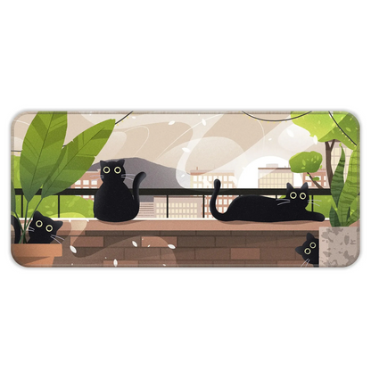 Relaxed Black Kittens - Green - XXL Mousepad