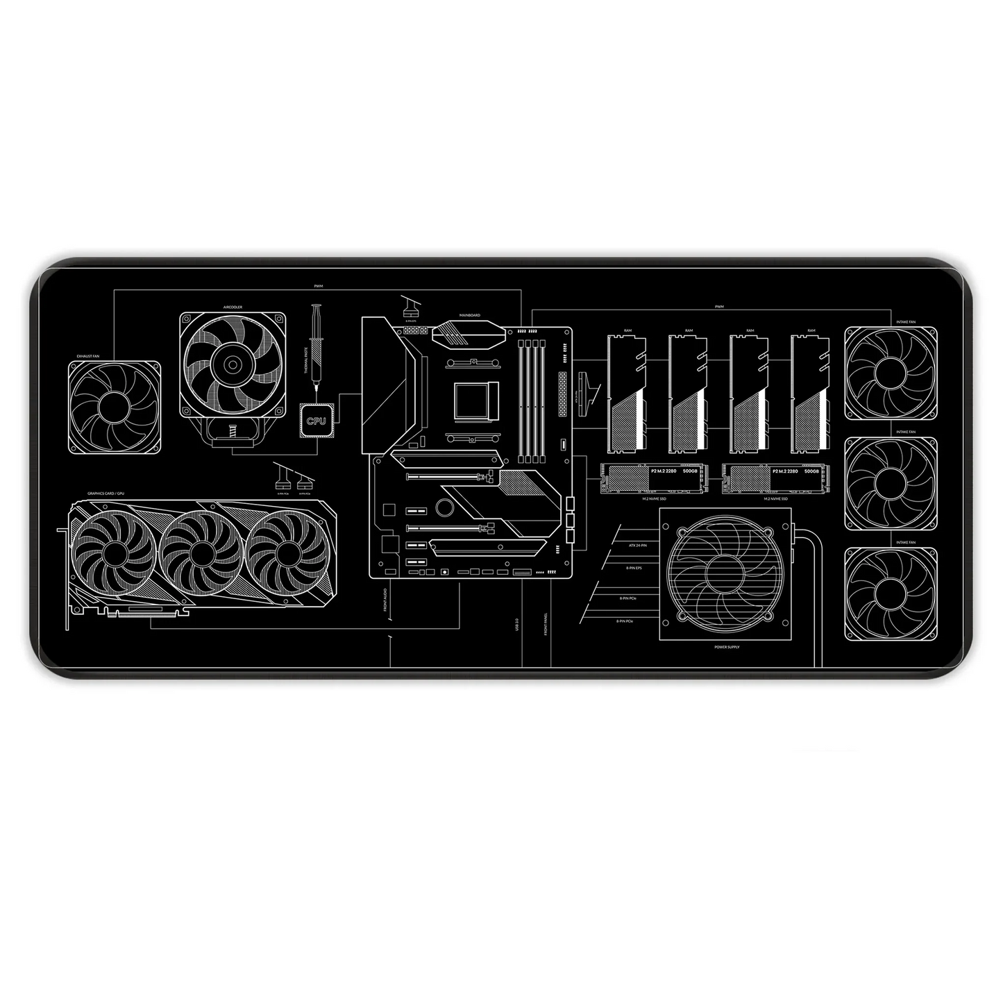 PC Building Guide - Black -  XXL Mousepad
