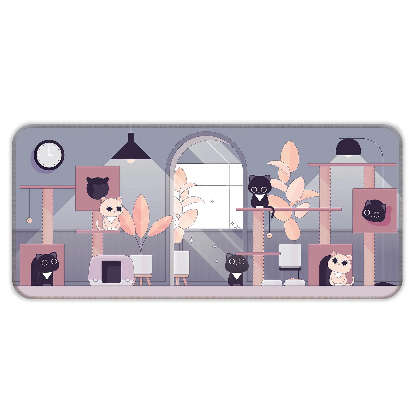 Relaxed Black Kittens - Lavender - E-XL Mousepad