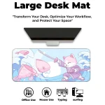 Japanese Cat - Blue - XL Mousepad - Image 6