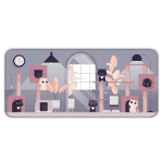 Relaxed Black Kittens - Lavender - E-XL Mousepad