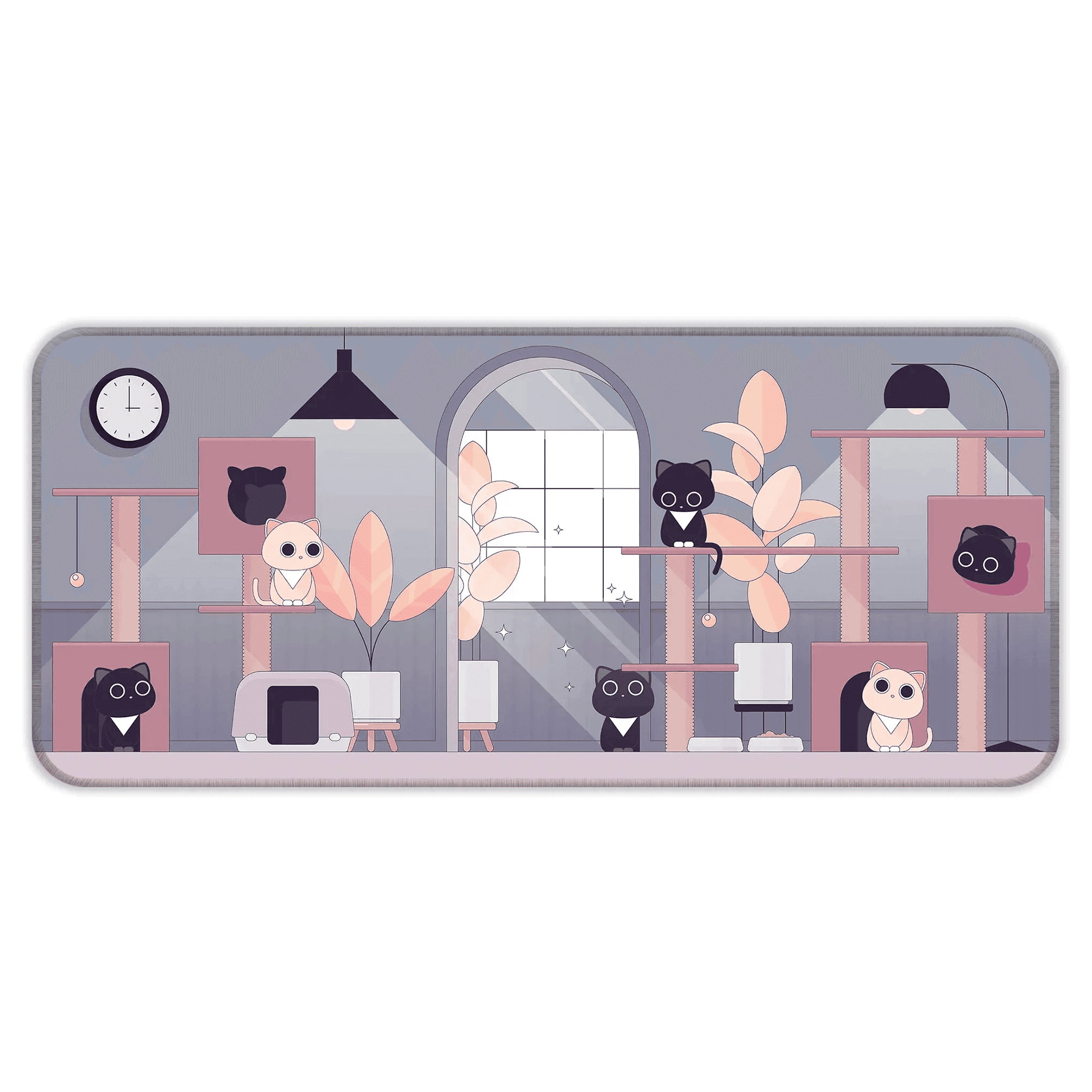 TM_SAMA_370_00010-13.png Relaxed Black Kittens - Lavender - E-XL Mousepad - Image 1