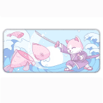 Japanese Cat - Blue - XL Mousepad